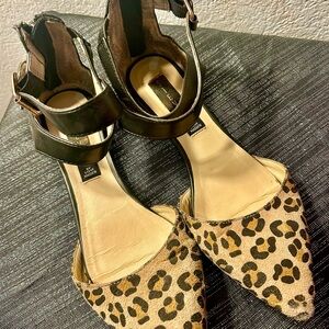 Steven By Steve Madden Black and Leopard Print Flats